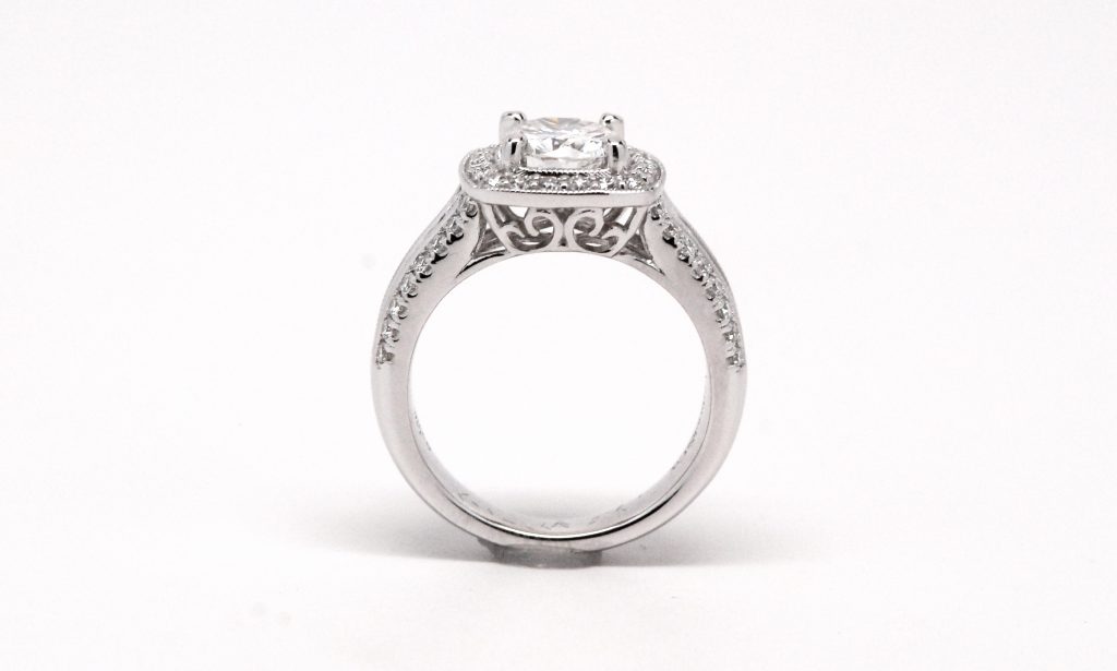 Custom 14k White Gold Round Diamond Engagement Ring-423