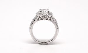 Custom 14k White Gold Round Diamond Engagement Ring-423