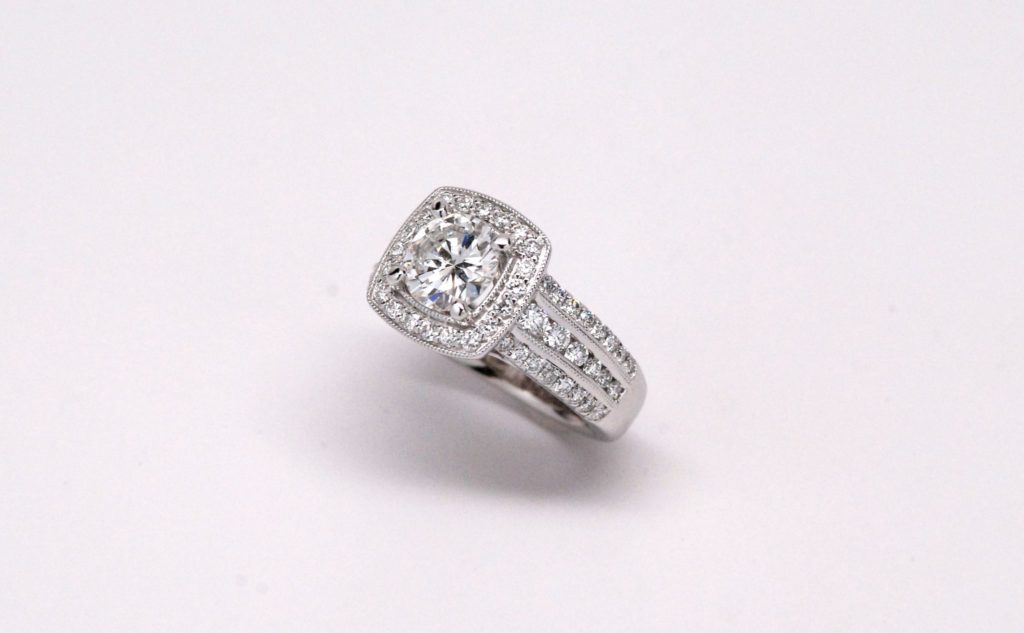 Custom 14k White Gold Round Diamond Engagement Ring-422