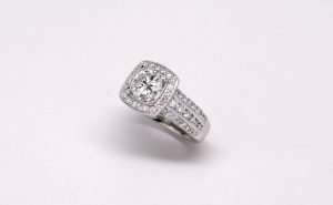 Custom 14k White Gold Round Diamond Engagement Ring-422