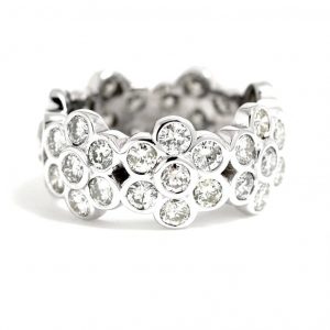 Custom 14k White Gold Diamond Cluster Eternity Band-0