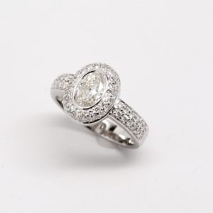 Custom 14k White Gold Oval Shaped Diamond Ring-0
