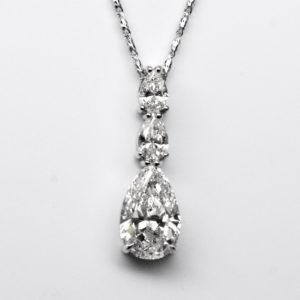 Custom 14k White Gold Pear Shape Diamond Journey Pendant-0