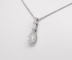 Custom 14k White Gold Pear Shape Diamond Journey Pendant-445