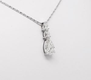 Custom 14k White Gold Pear Shape Diamond Journey Pendant-443