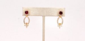 Custom 14k Yellow Gold Ruby & Diamond Dangle Earrings-0