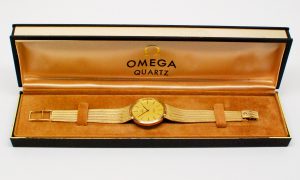 Vintage 14k Yellow Gold Omega De Ville Quartz Dress Watch With Button Crown-517