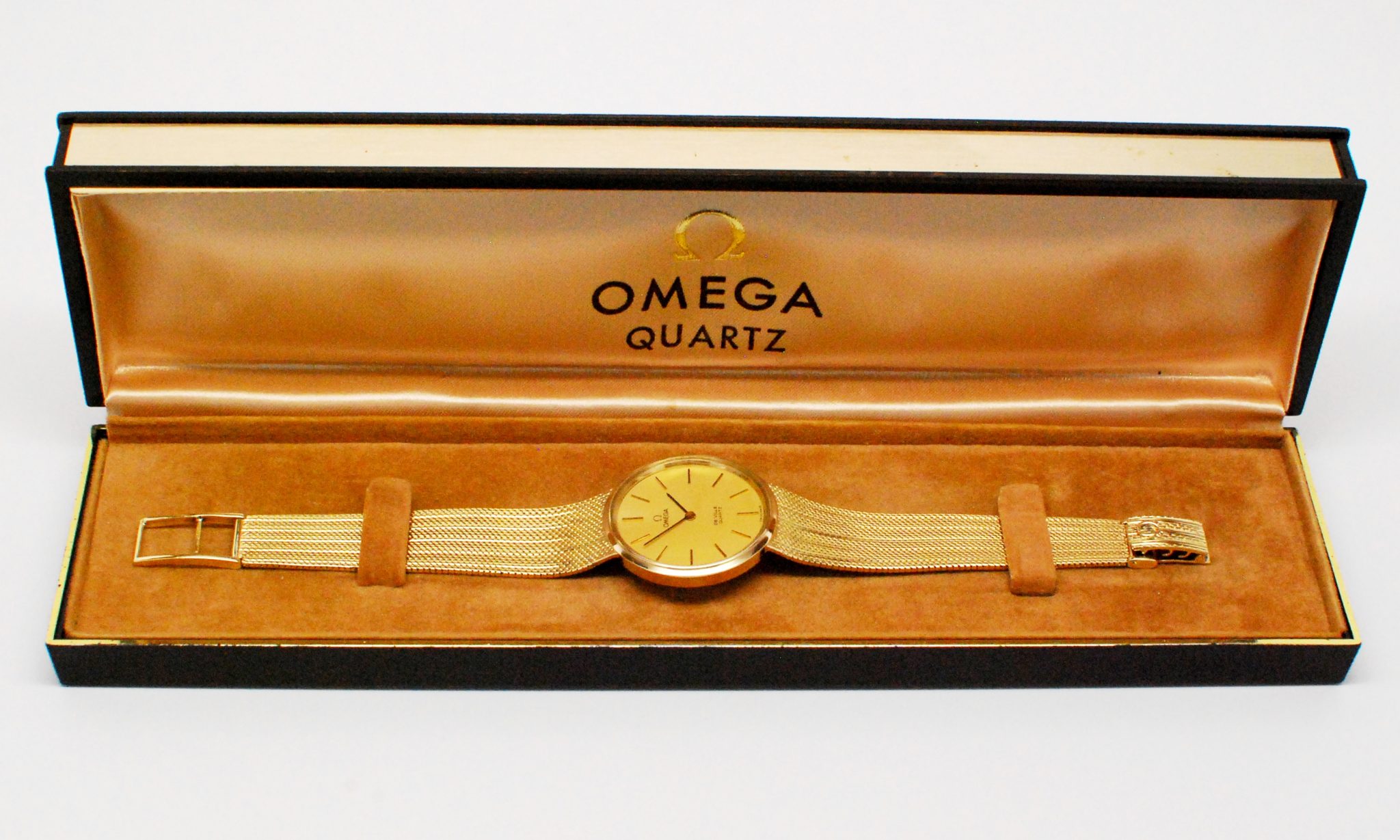 Vintage 14k Yellow Gold Omega De Ville Quartz Dress Watch With Button ...