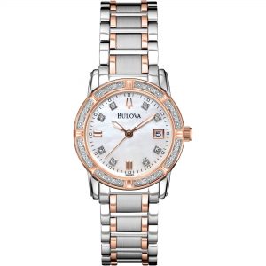 Bulova Two-Tone Mother of Pearl Diamond Watch 98R199-857