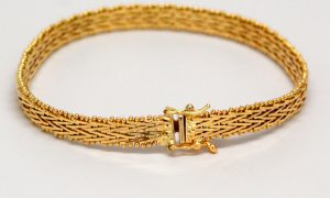 Solid 14k Yellow Gold 6mm Wide Fancy Mesh Link Bracelet-785