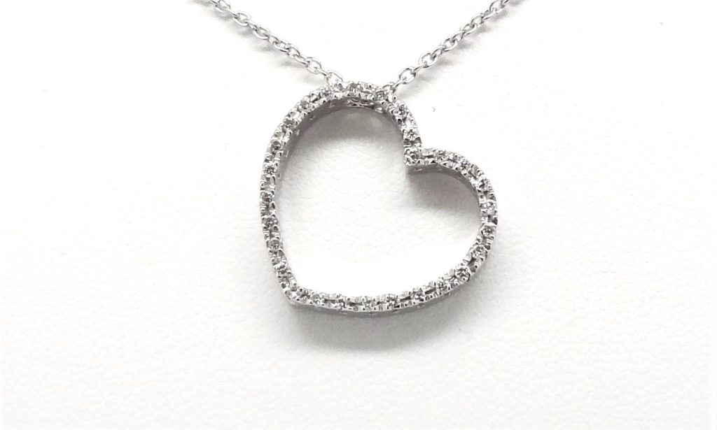 1/4ct Diamond Heart Necklace 18k White Gold