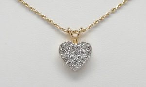 14k Two-Tone 0.51ctw Diamond Heart Pendant Necklace w/ Chain-0