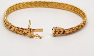 Solid 14k Yellow Gold 6mm Wide Fancy Mesh Link Bracelet-784