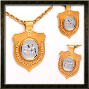Family Crest Pendant 14k Two-Tone Gold