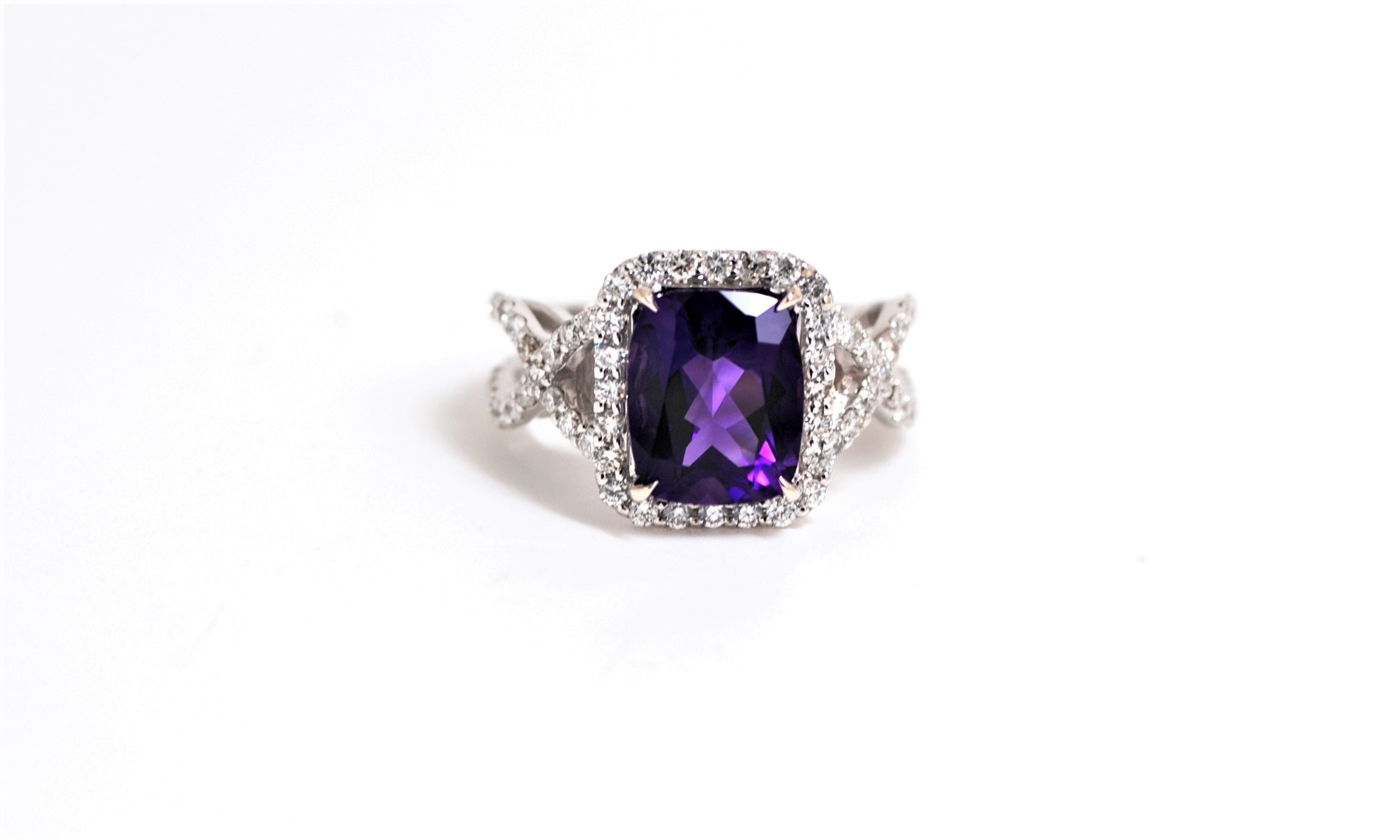 Amethyst and Diamond Halo Ring - Kappy's Fine Jewelry | West Palm Beach ...