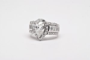 Custom Pear Shaped Diamond Halo Ring