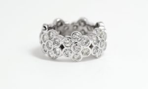 Diamond Cluster Eternity Band 14k White Gold