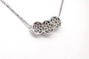 Round Diamond Halo Cluster Necklace 14k White Gold Angle 2