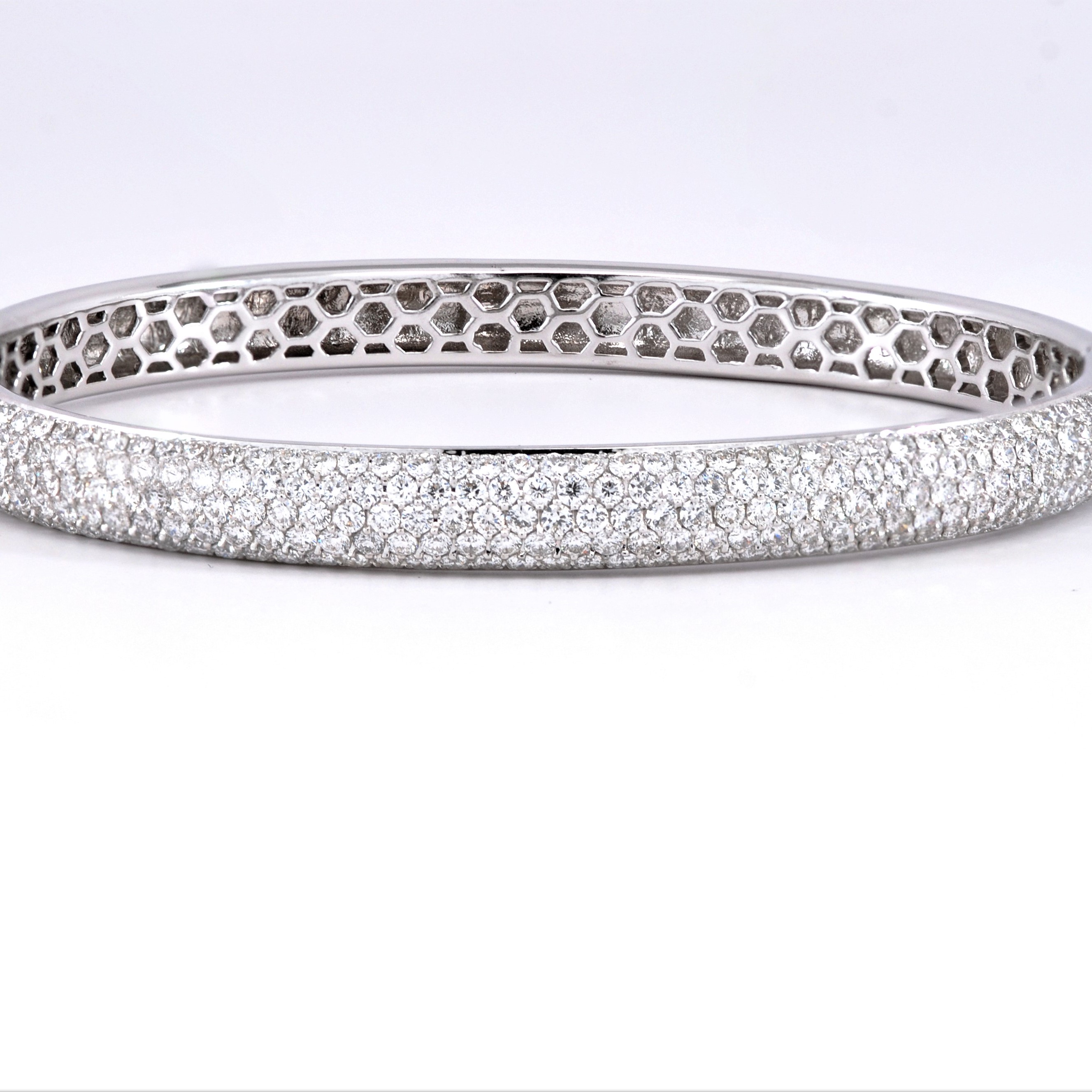 4ctw Round Diamond Bangle Bracelet 18k White Gold - Kappy&#39;s Jewelry