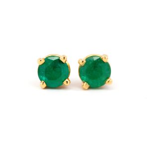 1ctw Round Emerald Earrings 14k Yellow Gold