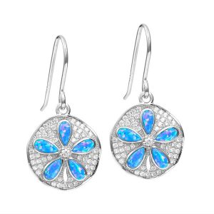 Synthetic Opal Sand Dollar Earrings Sterling Silver