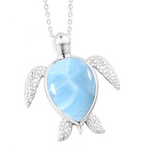 Larimar Turtle Pendant Sterling Silver