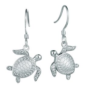 Swimming Turtle Earrings Sterling Silver
