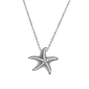 Starfish Pendant Sterling Silver CZ