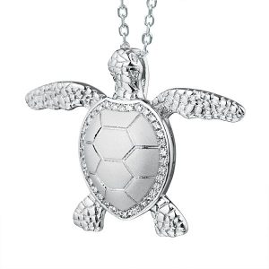 Textured Turtle Pendant Sterling Silver