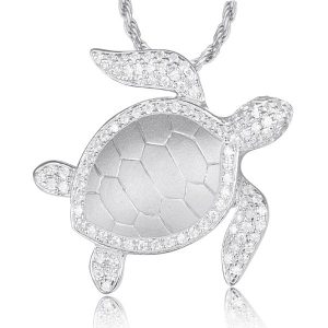 Swimming Turtle Necklace Sterling Silver