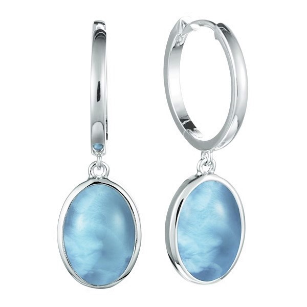 Details about    Natural Blue Dangle Oval Post LARIAMR Earrings 925 Sterling Silve rhodiumr #164 