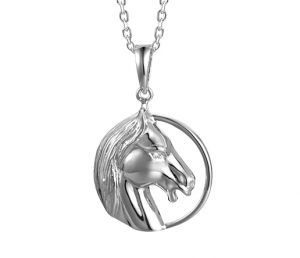 Circle Horse Charm Sterling Silver