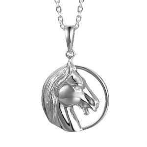 Circle Horse Charm Sterling Silver