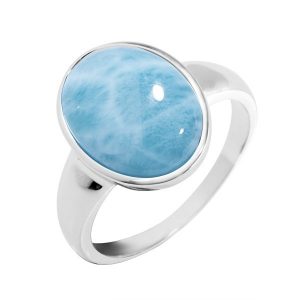 Oval Larimar Ring Sterling Silver