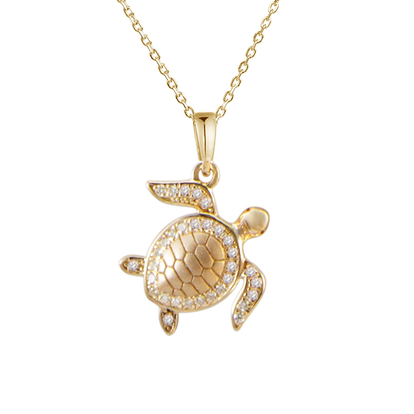 Diamond Turtle Charm 14k Yellow Gold - Kappy's Fine Jewelry