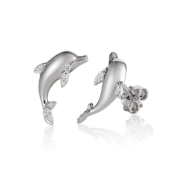 silver dolphin earrings