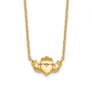 Claddagh Necklace 14k Yellow Gold