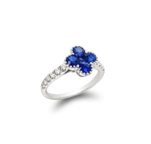 1ctw Sapphire Ring Diamonds 1/3ctw 18k White Gold