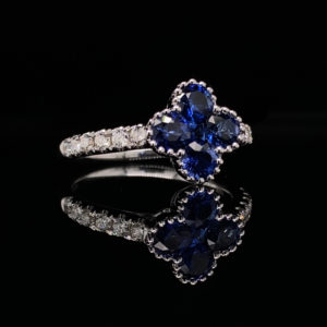 1ctw Sapphire Ring Diamonds 1/3ctw 18k White Gold