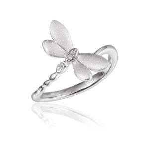 Dragonfly Ring White Topaz Sterling Silver