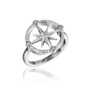Compass Ring White Topaz Sterling Silver