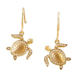 Turtle Earrings Gold-Overlay Sterling Silver