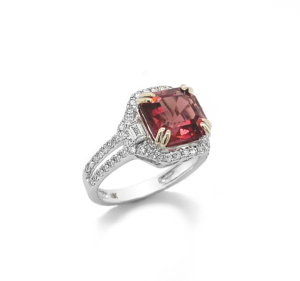 3.4ct Pink Tourmaline Ring Diamonds 18k White Gold