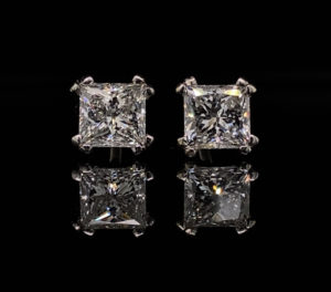 2ctw Diamond Stud Earrings Princess 14k White Gold