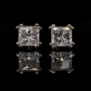 2ctw Diamond Stud Earrings Princess 14k White Gold