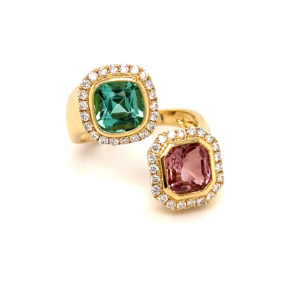 Tourmaline Ring Diamonds 14k Yellow Gold