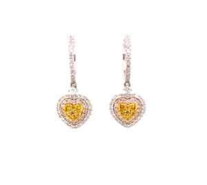 Diamond Heart Earrings 1 3/4ctw 18k Tri-Color