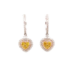 Diamond Heart Earrings 1 3/4ctw 18k Tri-Color