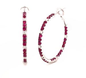 Ruby & Diamond Hoops