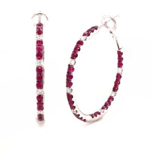 Ruby & Diamond Hoops